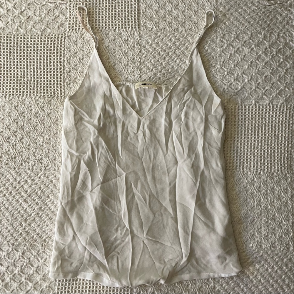 Gabriella Silk V-Neck Tank - Ivory - Picture 4 of 8